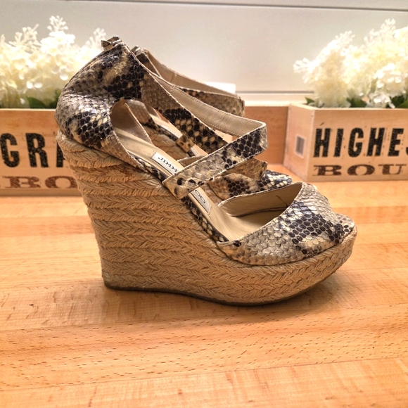 Jimmy Choo Shoes - Jimmy Choo Snake Embossed Heels Espadrille Sandals Platform Python 37/6.5